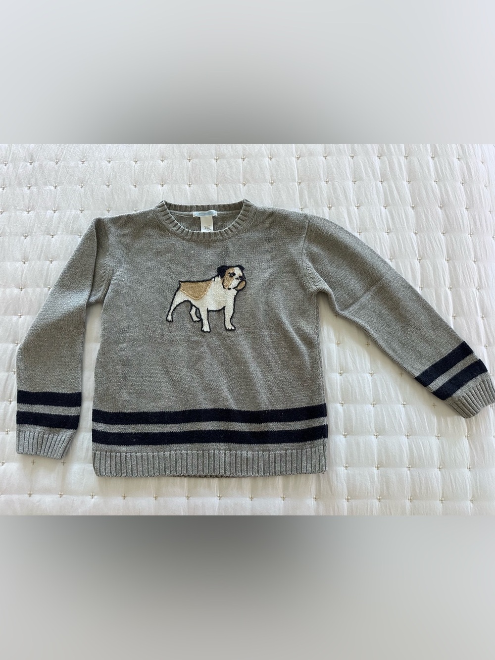 Jack and Janie Crewneck Sweater with Bulldog Motif size 6
